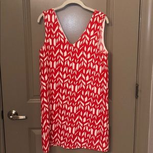 impeccable pig orange and white patterned dress